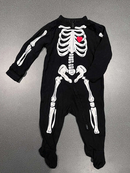 Black Skeleton Halloween Onesie, Kids 9 Month (6-9M)