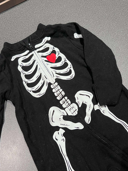 Black Skeleton Halloween Onesie, Kids 9 Month (6-9M)