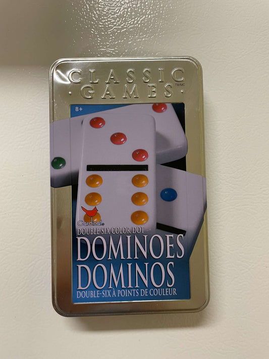 Classic Games – Double Six Color Dot Dominoes (Cardinal, Collectible Tin)