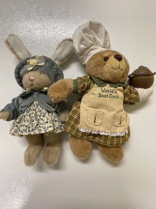 Adorable Stuffed Animal Pair – Bunny & Bear Plushies