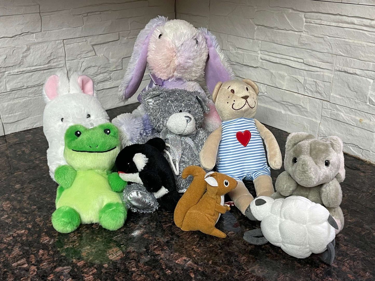 Plush Toy Bundle – 9 Stuffed Animals | Bunny, Frog, Elephant & More