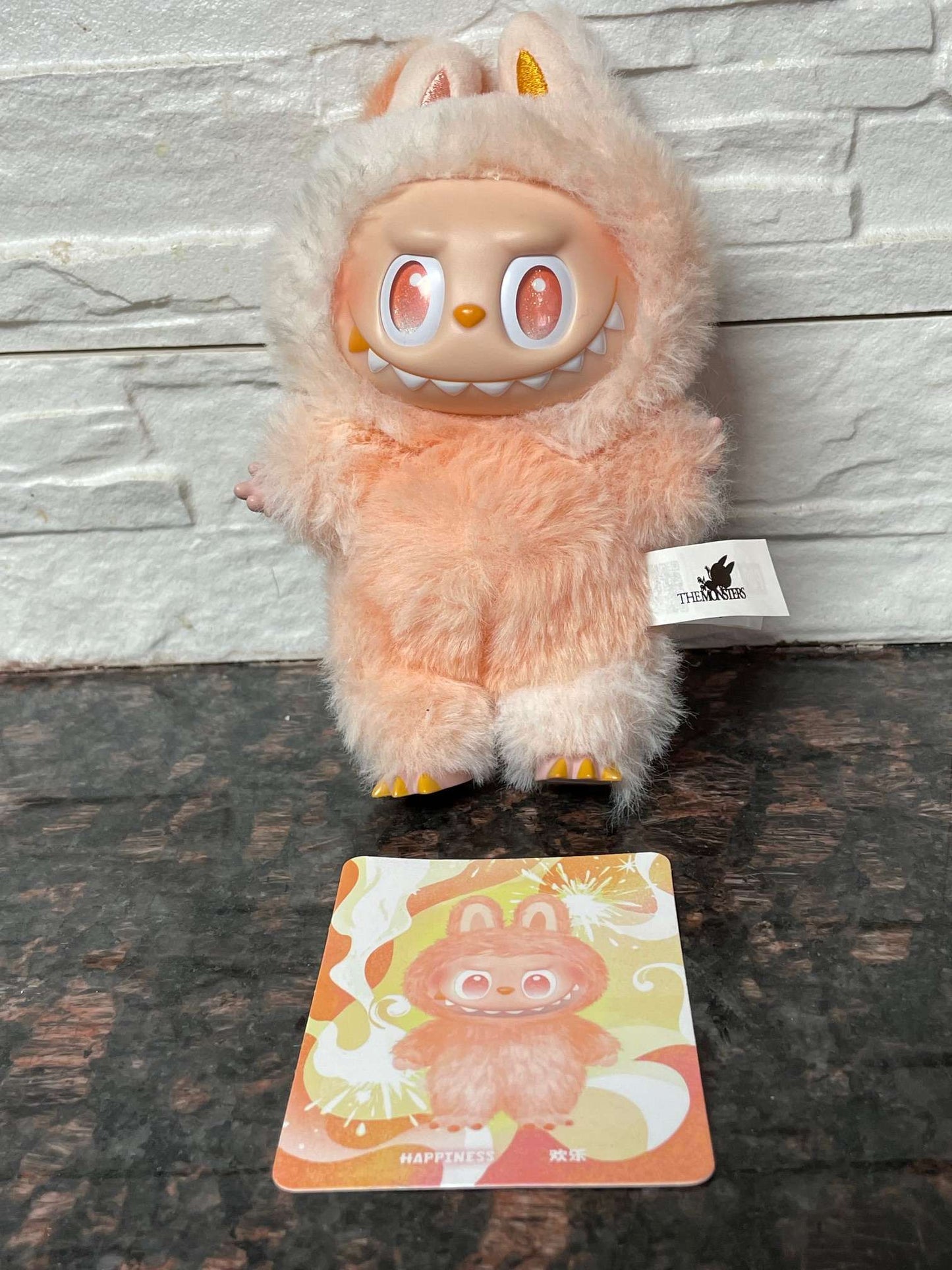 Authentic POP MART Labubu “Happiness” Plush – The Monsters Series (with Card)
