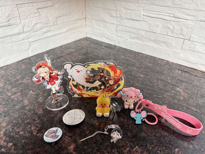 Anime Merch Bundle – Figures, Acrylic Stands, Keychains, Cards & Accessories