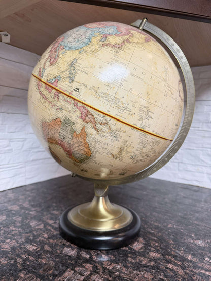 Vintage Replogle 17” World Classic Globe – Raised Relief – Brass-Tone Stand - MSRP $100