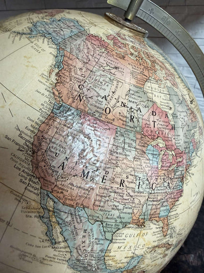 Vintage Replogle 17” World Classic Globe – Raised Relief – Brass-Tone Stand - MSRP $100