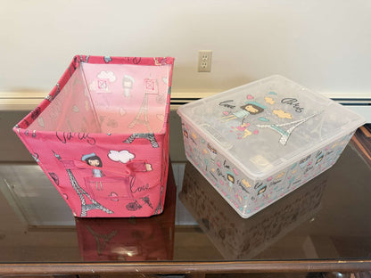 Paris-Themed Storage Bins – Set of 2 - MSRP $20