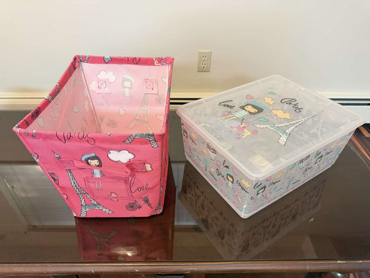 Paris-Themed Storage Bins – Set of 2 - MSRP $20
