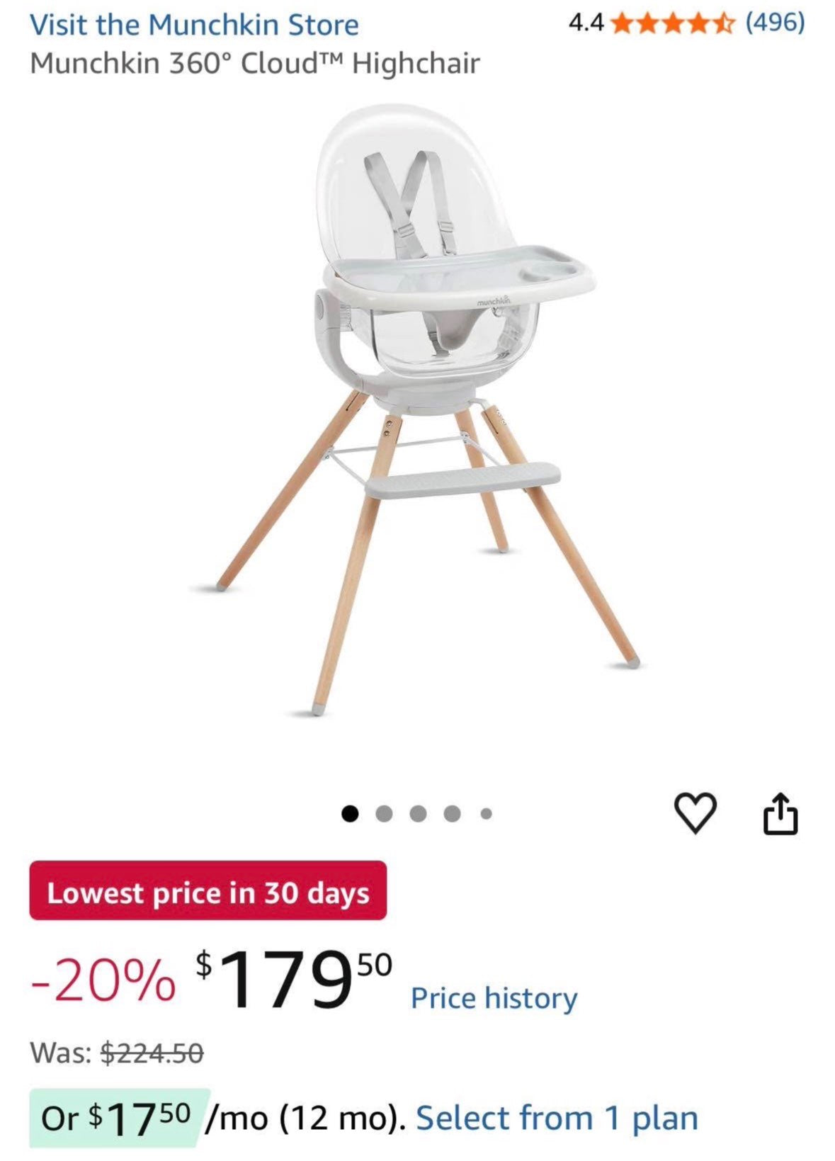 Munchkin 360 high chair 6 months-3 years