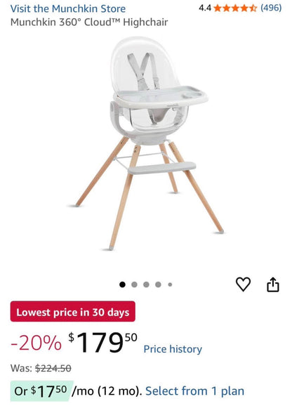 Munchkin 360 high chair 6 months-3 years