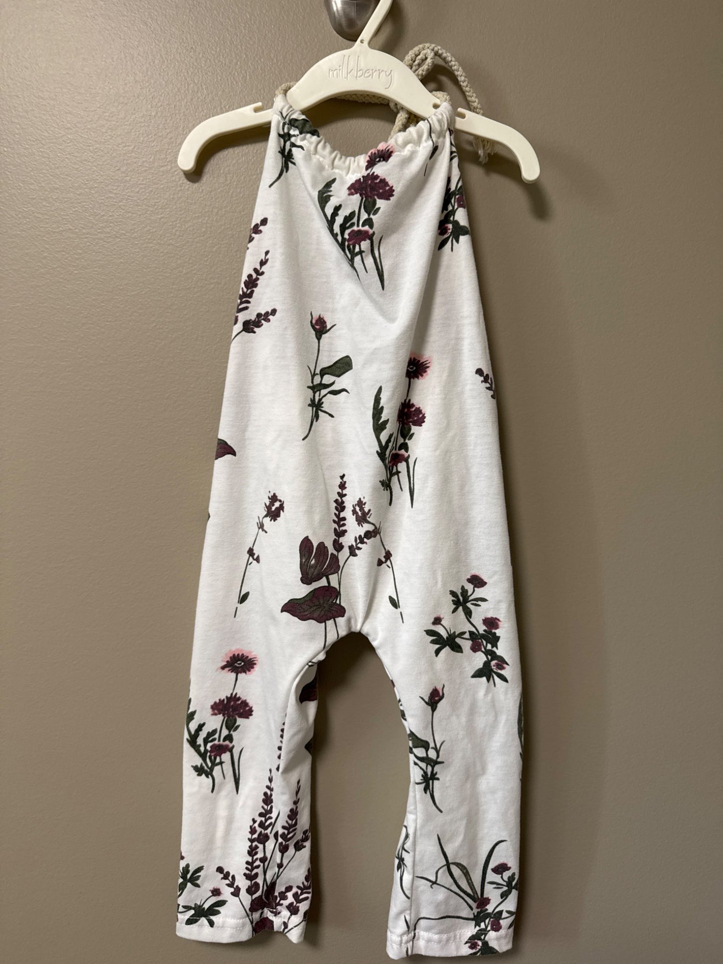 Girls floral print summer halter romper, Kids 12 Month (9-12M)