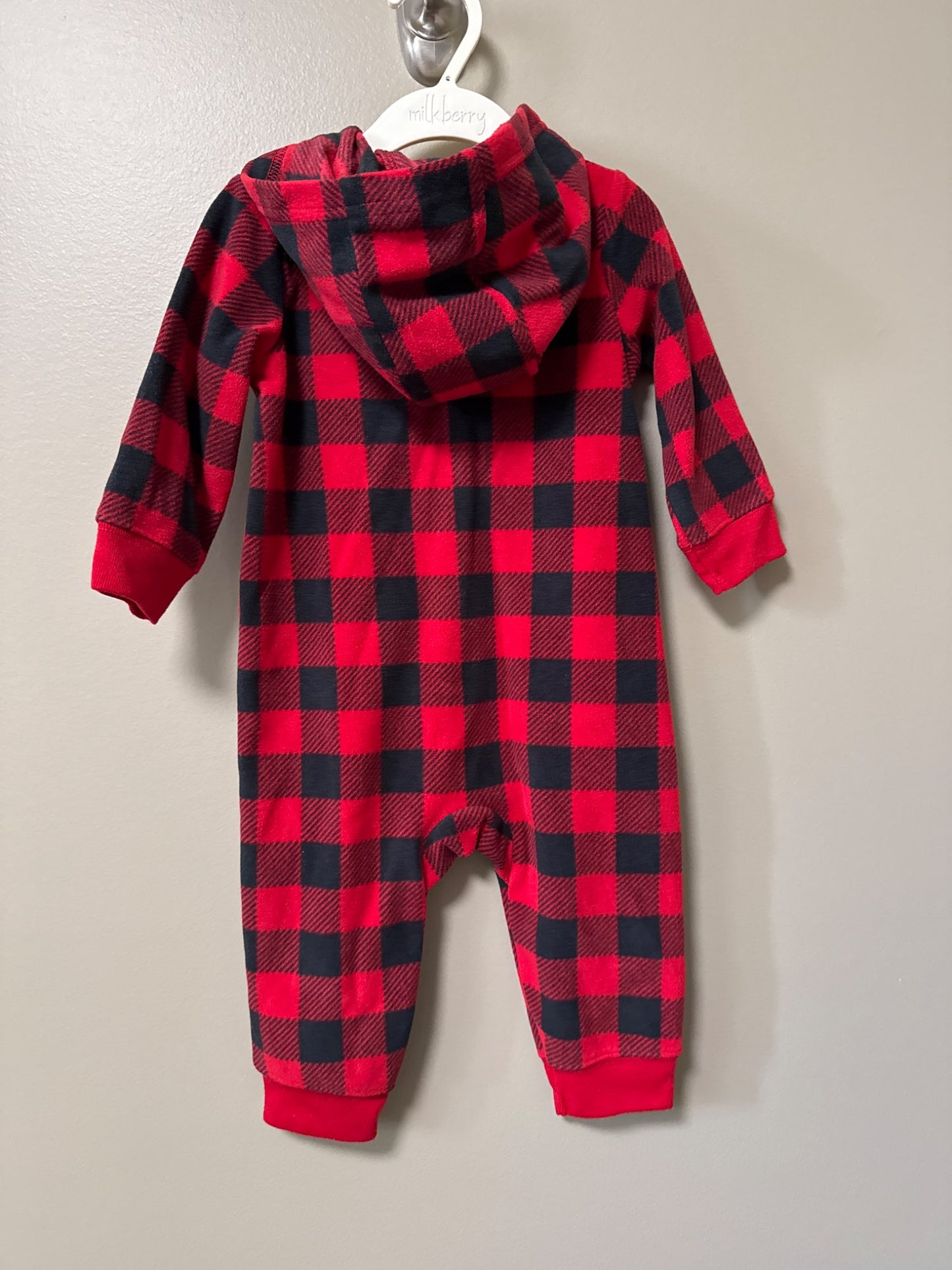 Carter’s hooded flannel zip up onesie, Kids 9 Month (6-9M)
