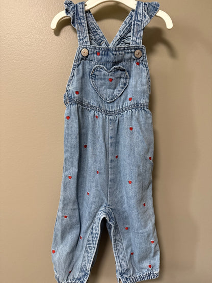 Baby gap Heart embroidered overalls, Kids 9 Month (6-9M)