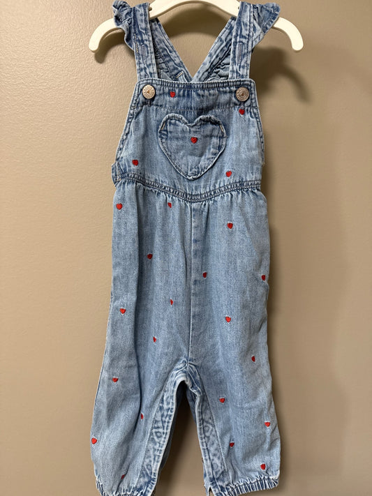 Baby gap Heart embroidered overalls, Kids 9 Month (6-9M)