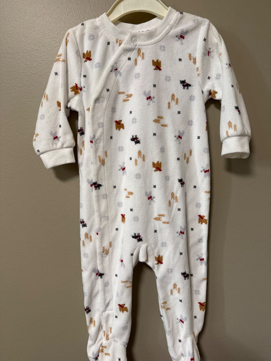 Winter printed velour onesie, Kids 9 Month (6-9M)