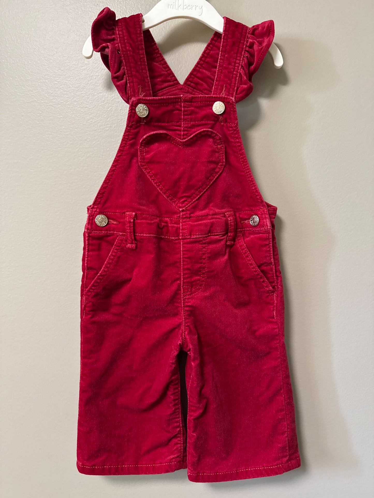 Baby Gap red velvet overalls , Kids 9 Month (6-9M)