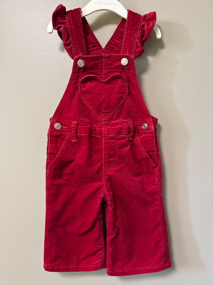Baby Gap red velvet overalls , Kids 9 Month (6-9M)