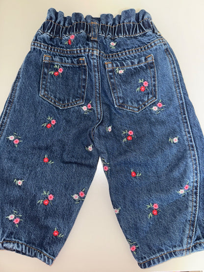 Baby Gap floral embroidered horseshoe jean 12-18months, Kids 18 Month (12-18M)