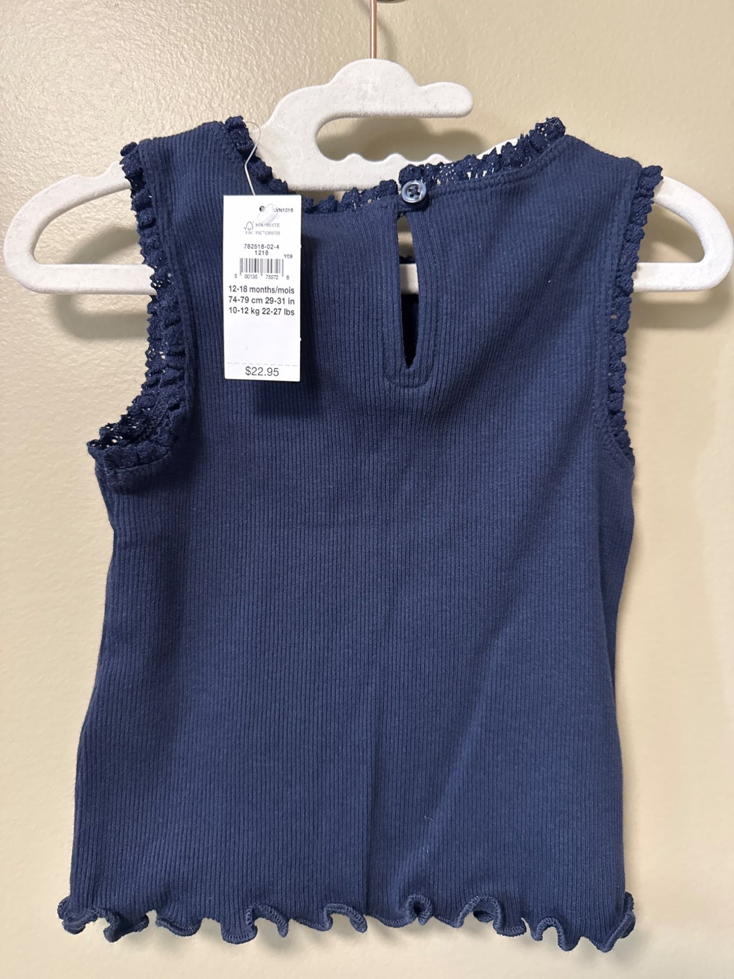 Baby gap navy tank and embroidered button up over shirt size 12 to 18 months, Kids 18 Month (12-18M)