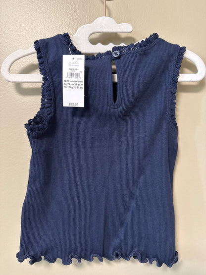 Baby gap navy tank and embroidered button up over shirt size 12 to 18 months, Kids 18 Month (12-18M)