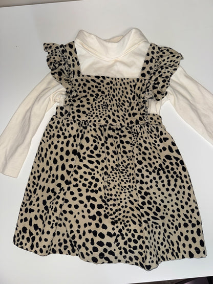 Baby gap corduroy leopard dress with turtleneck onesie size 12 to 18 months, Kids 18 Month (12-18M)