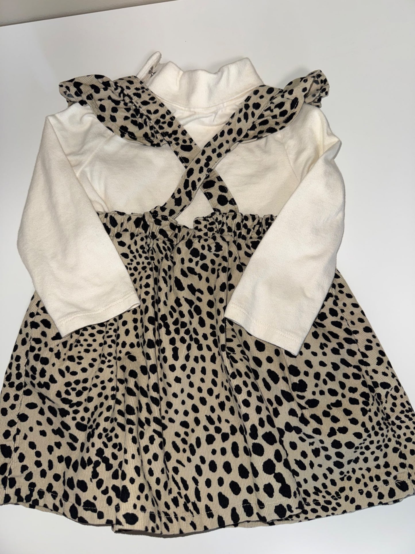 Baby gap corduroy leopard dress with turtleneck onesie size 12 to 18 months, Kids 18 Month (12-18M)