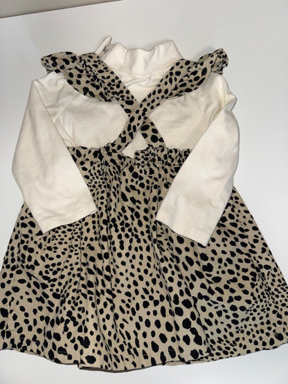 Baby gap corduroy leopard dress with turtleneck onesie size 12 to 18 months, Kids 18 Month (12-18M)