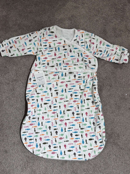 Fishing Bundle - Bloomstar Fish Swaddle Sleepsack & Fishie Onesie, 0-6 Months (Small)