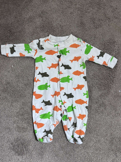Fishing Bundle - Bloomstar Fish Swaddle Sleepsack & Fishie Onesie, 0-6 Months (Small)