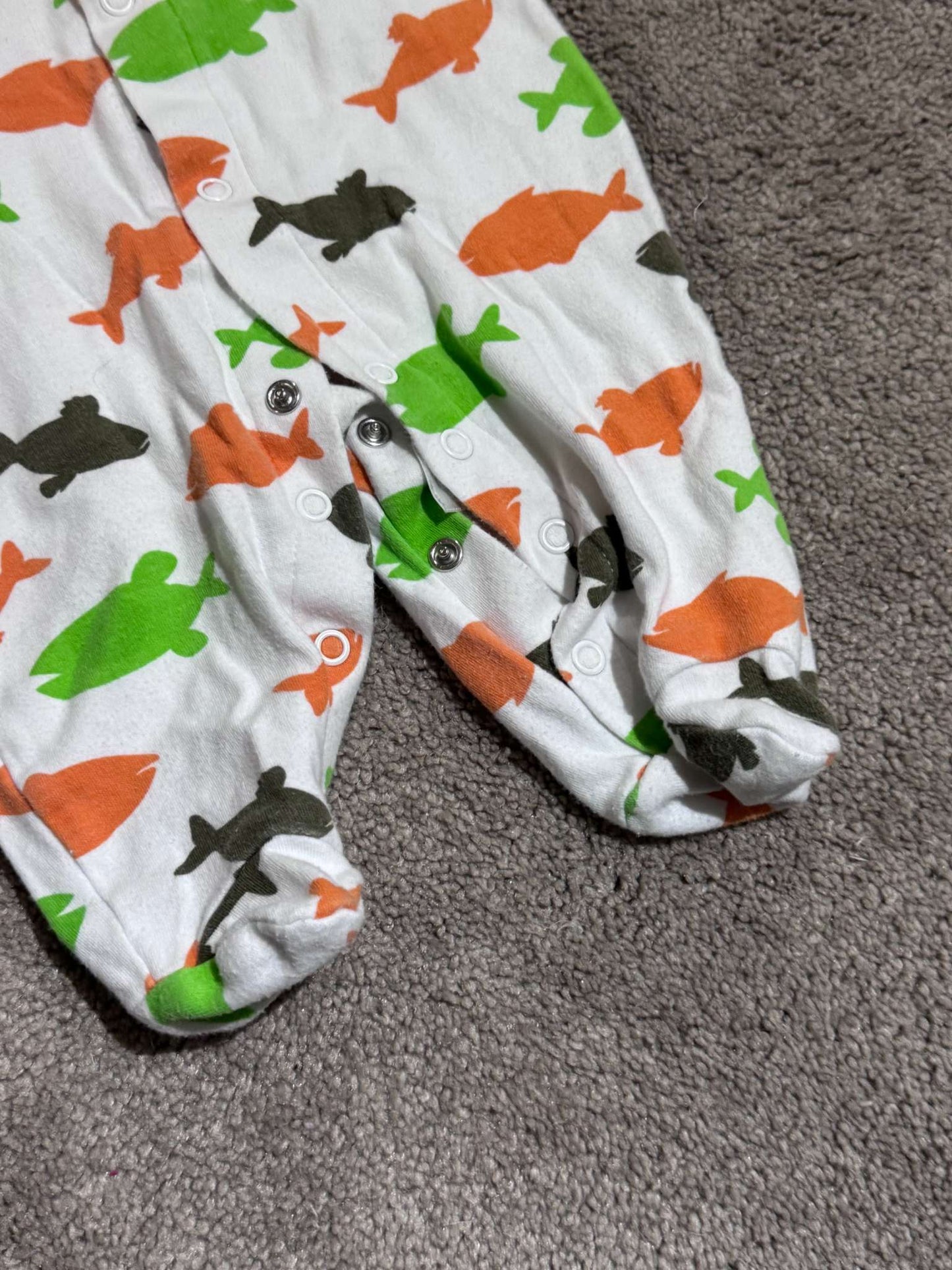 Fishing Bundle - Bloomstar Fish Swaddle Sleepsack & Fishie Onesie, 0-6 Months (Small)