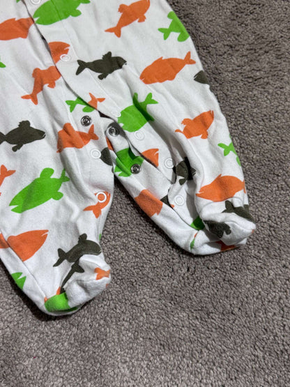 Fishing Bundle - Bloomstar Fish Swaddle Sleepsack & Fishie Onesie, 0-6 Months (Small)