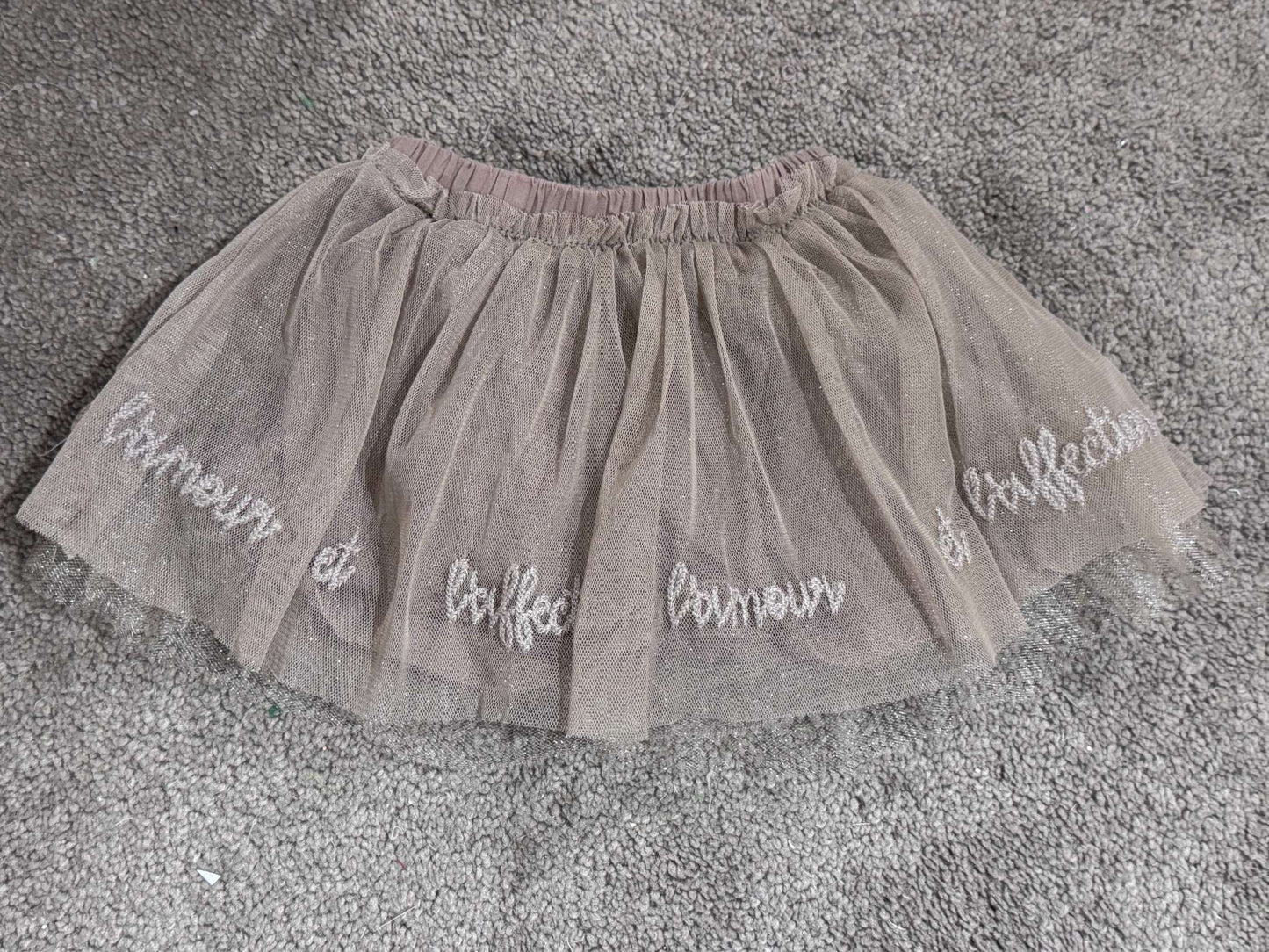 Zara Baby Light Brown Tulle Skirt with Embriodery, Kids 12 Month (9-12M)