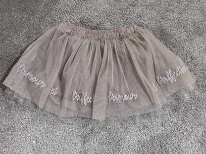 Zara Baby Light Brown Tulle Skirt with Embriodery, Kids 12 Month (9-12M)