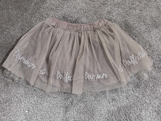 Zara Baby Light Brown Tulle Skirt with Embriodery, Kids 12 Month (9-12M)