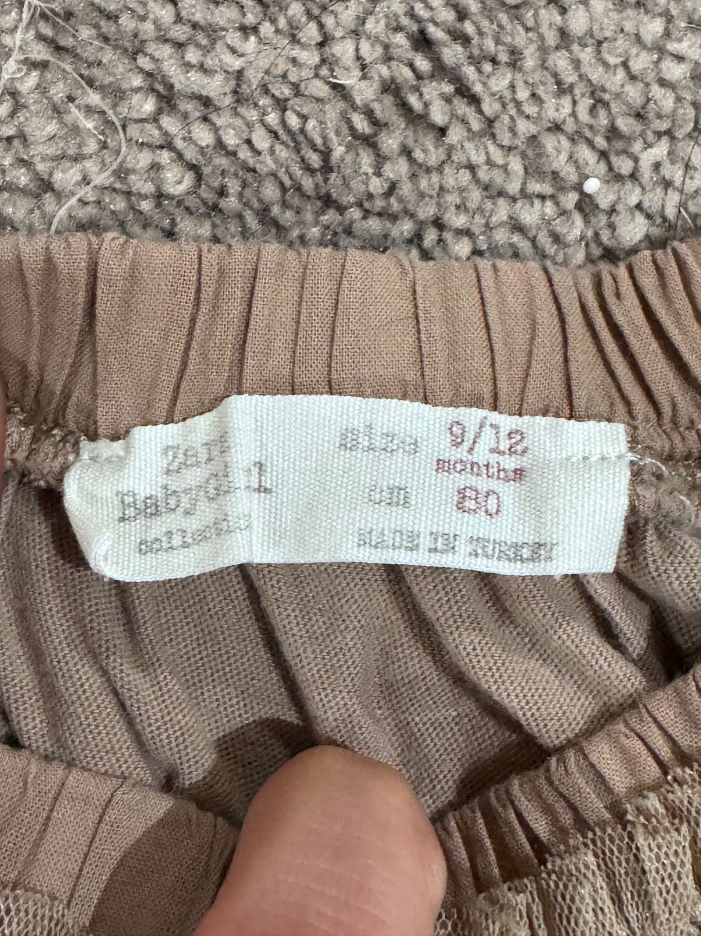 Zara Baby Light Brown Tulle Skirt with Embriodery, Kids 12 Month (9-12M)