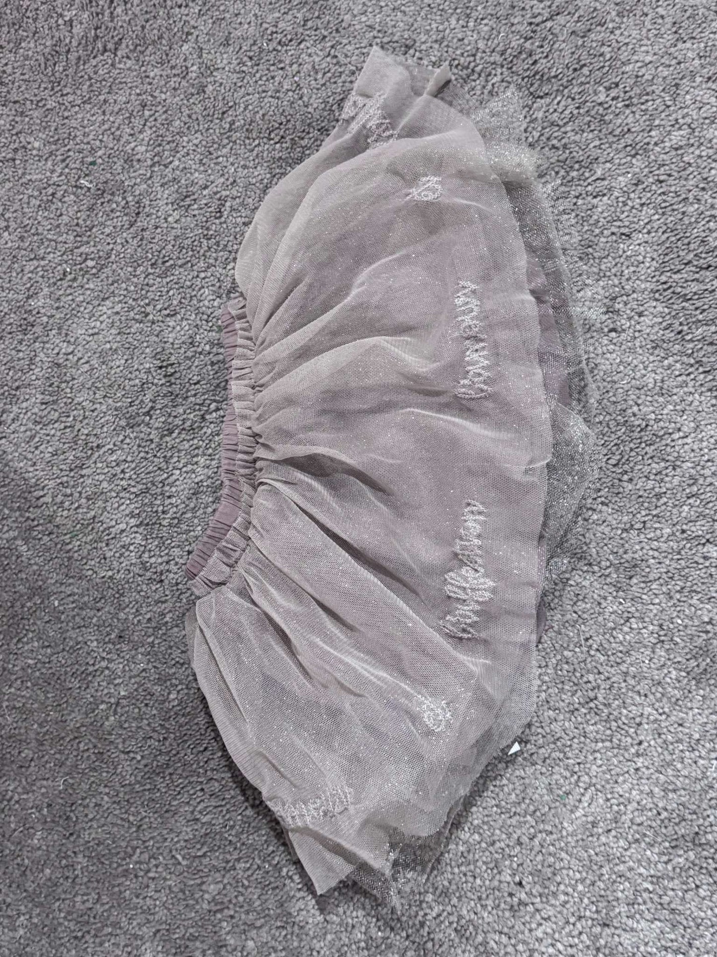 Zara Baby Light Brown Tulle Skirt with Embriodery, Kids 12 Month (9-12M)