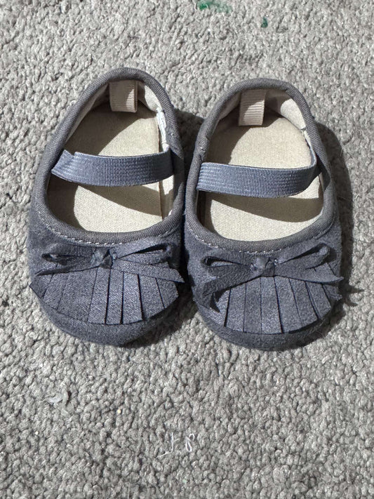Grey Fringe Flats, Shoes 1 (Baby: 0-12 mth)