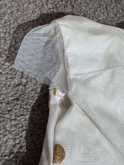 Cream Formal Dress with Gold Polkadots, Kids Newborn