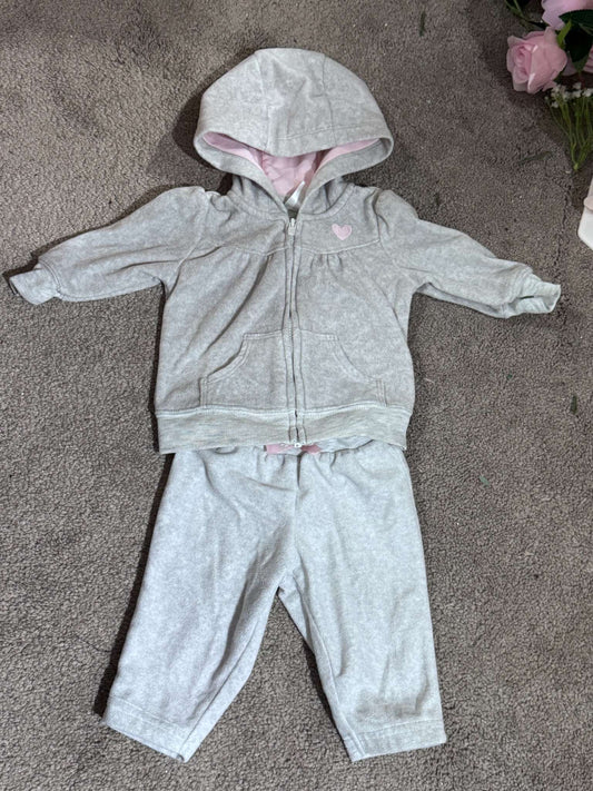 Light Grey and Pink Jumpsuit, Kids 3 Month (0-3M)