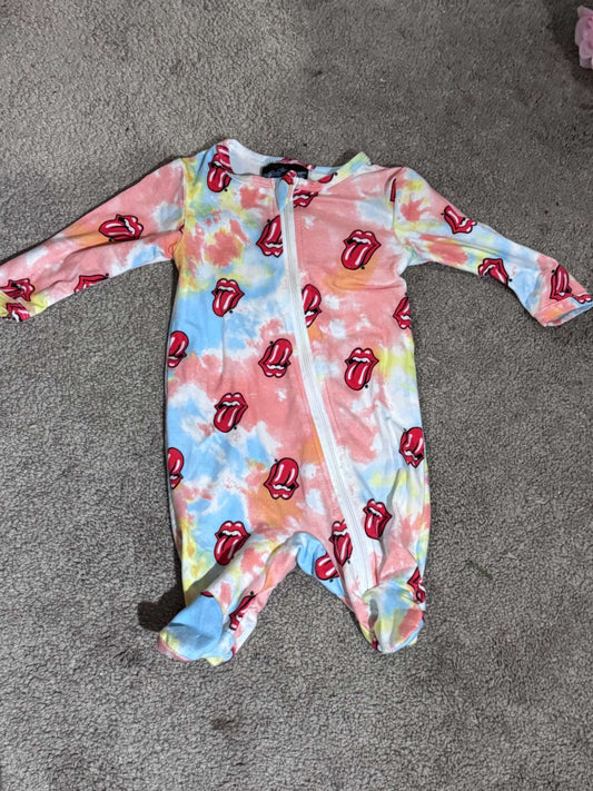 The Rolling Stones Tie-Dyed Onesie, Kids 3 Month (0-3M)