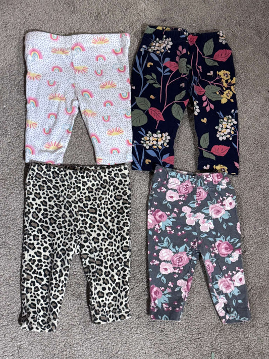 Set of four (4) Leggings/Pants - sizes 0-3 Months, Kids 3 Month (0-3M)