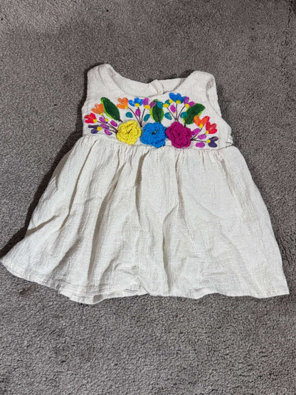 Floral Linen Dress, Kids 3 Month (0-3M)