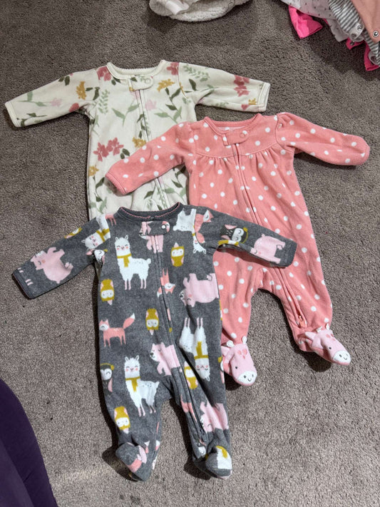 Set of 3 Carter's Fuzzy Onesies - Newborn, Kids Newborn