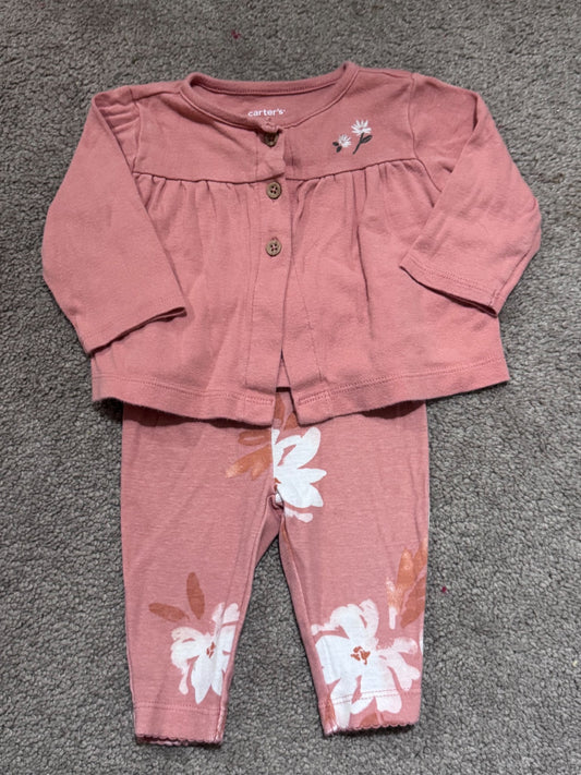Pink Floral Matching Set, Kids 3 Month (0-3M)