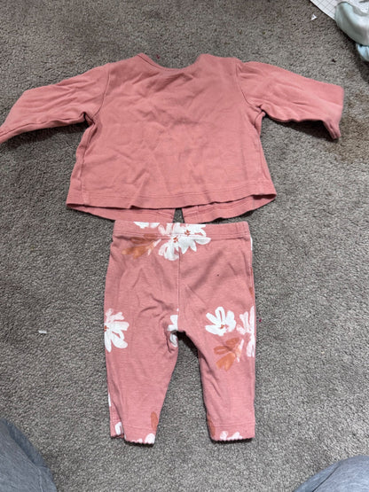 Pink Floral Matching Set, Kids 3 Month (0-3M)