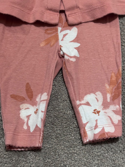 Pink Floral Matching Set, Kids 3 Month (0-3M)