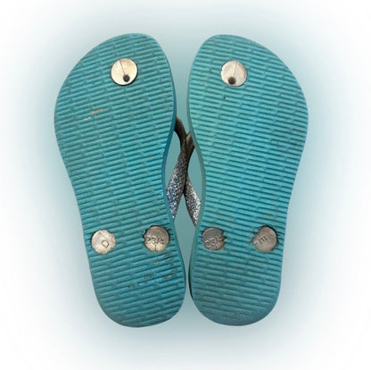 Havaianas Oceanic Flip Flops with Glitter Straps (Size 7/8), Shoes 7 (Walkers:12-24 mth)