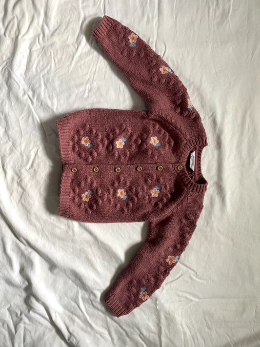 Knitted Sweater with Flowers , Kids 24 Month (18-24M)