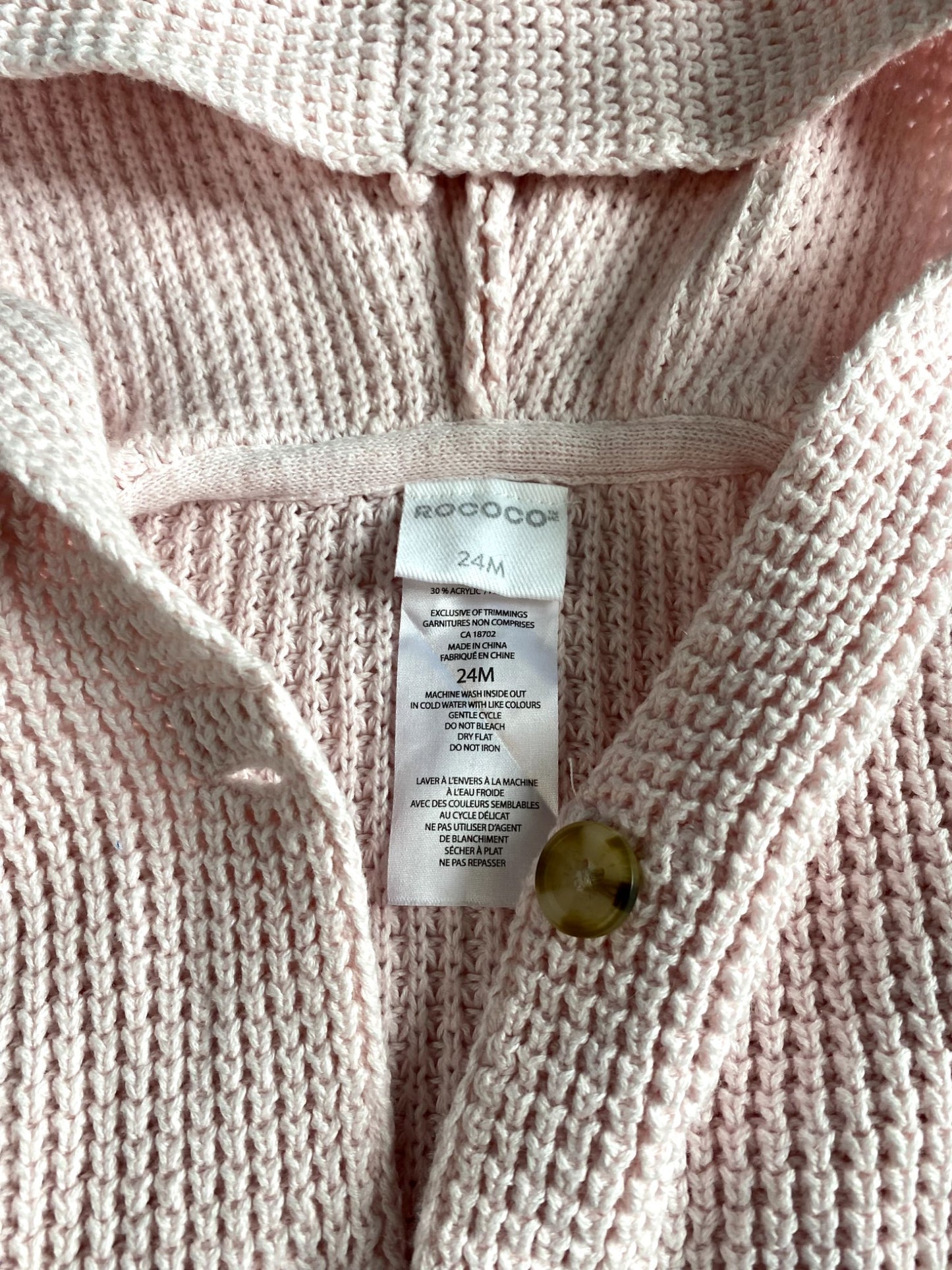 Light Pink Button Up Sweater 24m, Kids 24 Month (18-24M)