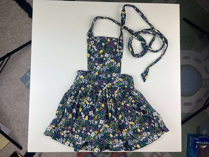 Nest and Nurture Heidi Pinafore, dark blue floral, 12-18m, Kids 18 Month (12-18M)