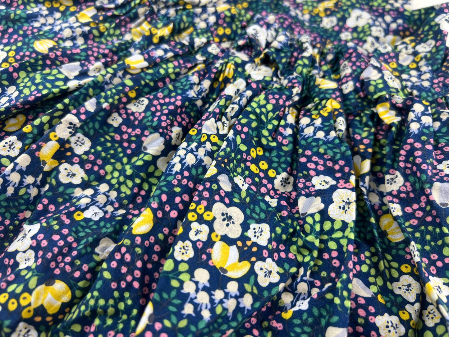 Nest and Nurture Heidi Pinafore, dark blue floral, 12-18m, Kids 18 Month (12-18M)